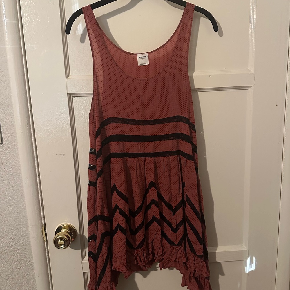 Free People Trapeze Slip Red and Black Sleeveless Top